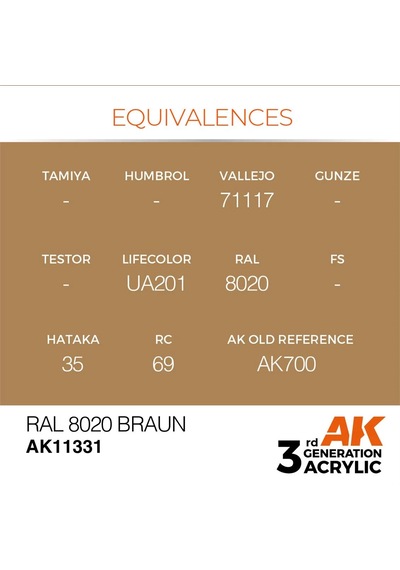 Ak Interactive 11331, 17 Ml. 3gen Ral 8020 Braun Afv Maket Boyası Standart