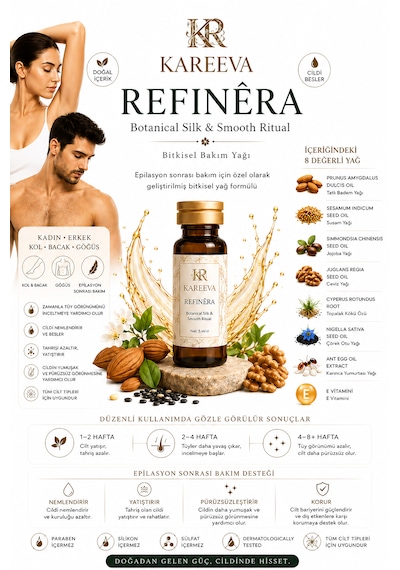 Kareeva Refinéra Silk Touch 8 Doğal Yağlı Tüy İnceltmeye Yardımcı Onarıcı Bakım Serumu 10 x 5 ML