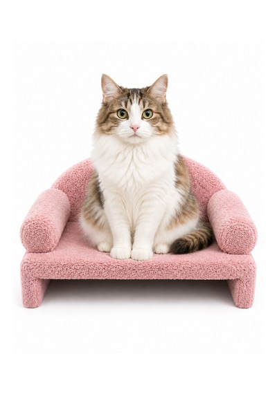 Reyo Pet Peluş Kedi Koltuğu, Kedi Kanepesi, Kedi Yatağı, Evcil Hayvan Dinlenme Koltuğu, Rahat Kedi Sofa Yatağı, 45x33x25 Cm Pembe