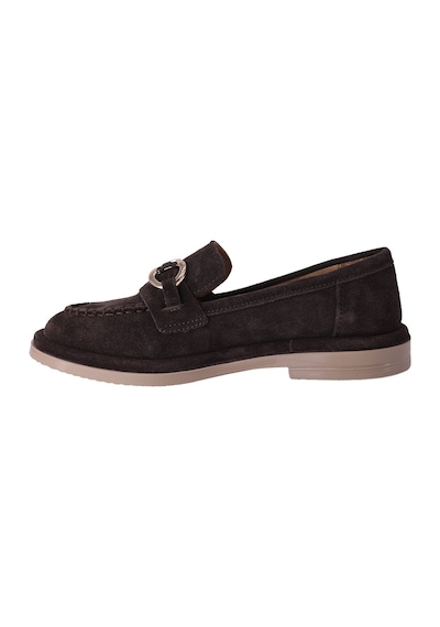 Hobby Ayakkabı Hobby Kadın Süet Tokalı Loafer Babet Ayakkabı Kahverengi