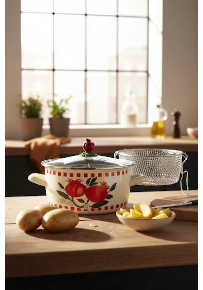 Akayev Emaye Nar 24 Cm Kızartma Tenceresi Narlı