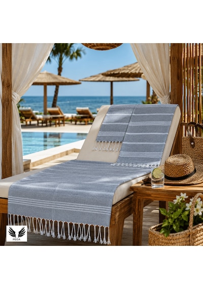 Pega Sultan Peştamal %100 Koton Açık Gri Plaj Havlusu 90 x 170 CM