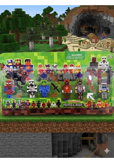 Minecraft Uyumlu Süper Kahramanlar Figür Seti - 6 Karakterli Aksesuarlı Çocuk Oyuncak Hediye Seti