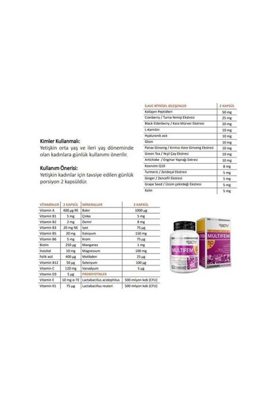 Bigjoy Multifem 50 Womens Multivitamin 50 Kapsül