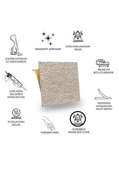 Tink Kendinden Yapışkanlı Keçe Karo Zemin Ve Duvar Kaplama Leopar Desenli Devetüyü 48x48 Cm 22 Adet 5 M² 22 Adet 5 M²