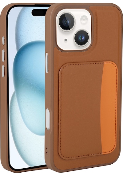 Maks Technology Apple Uyumlu iPhone 13 Kılıf Kartlıklı Mkst X-kart Silikon Kapak - Kahverengi Kahverengi