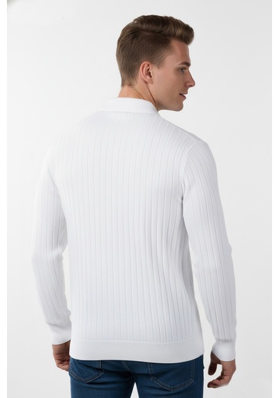 Deepsea Erkek Beyaz Slim Fit Polo Yaka Triko Kazak - Yumuşak Dokulu Esnek Ve Şık Görünüm 2605305 Beyaz Deepsea Erkek Beyaz Slim Fit Polo Yaka Triko Kazak - Yumuşak Dokulu Esnek Ve Şık Görünüm 2605305 Beyaz