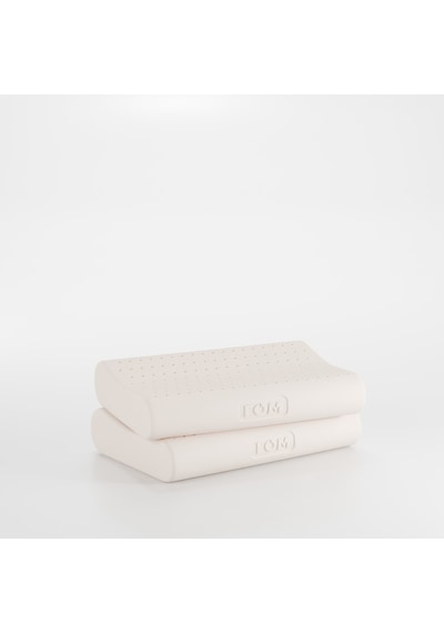 FOM 2'li Mini Flex Visco Çocuk Ve Seyahat Uyku Yastık Kampanyası Ortopedik, 50 x 30 x 11/9 Beyaz