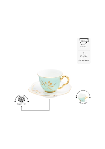 Berin 2'li Kahve Fincan Takımı Yeşil 90 ml