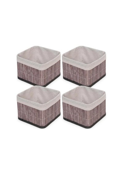 Bambu Çok Amaçlı Saklama Kutusu Düzenleyici Kare Organizer, Dekoratif Bambu Düzenleyici Gri 20x20x13cm 4 Adet Diğer