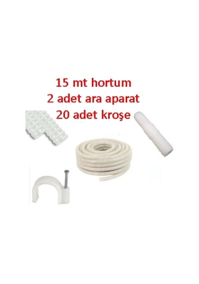 Klima Su Tahliye Hortumu 15 Metre + 2 Ek Parça + 20 Adet Kroşe