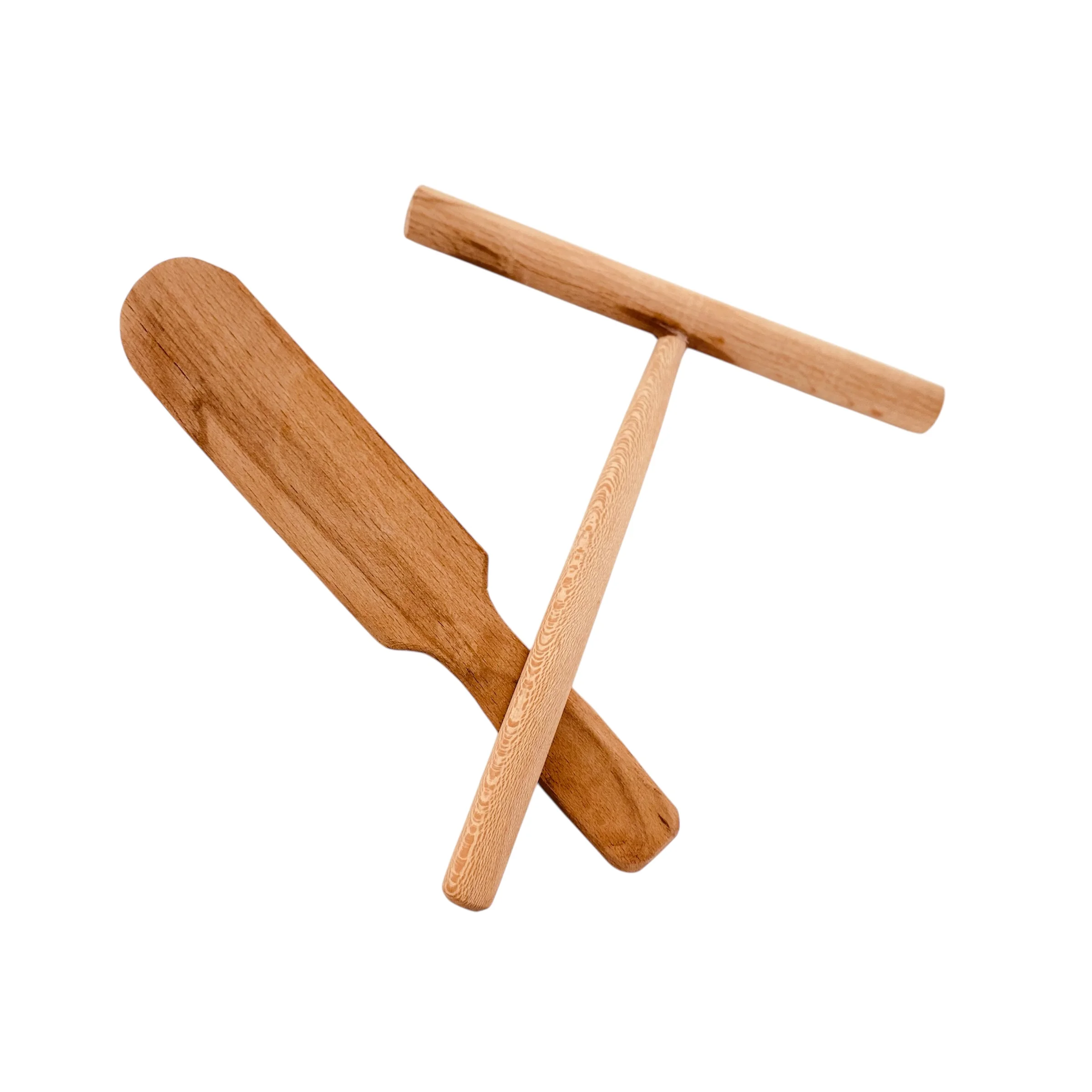 Ahşap Krep Yayma Aparatı-krep Spatulası Seti Açık Kahverengi