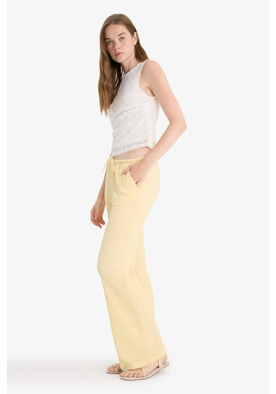 Defacto Wide Leg Cepli Normal Bel Standart Boy Bürümcük Pantolon F7659ax25auyl252 Sarı