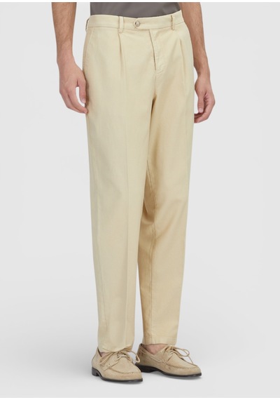 Ramsey Sarı Dokuma Regular Fit Casual Pamuk Karışımlı Pantolon