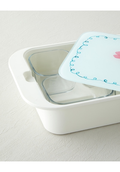 English Home Bright Floral Melamin 4'lü Cam Kapaklı Kahvaltılık 30x21 Cm Renkli Çok Renkli