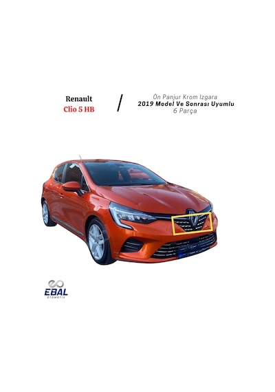 Ebal Otomotiv Renault Clio 5 Hb - Ön Panjur Krom IZGARA 6 PRÇ