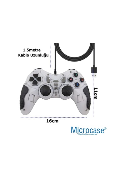 Tr Usb Kablolu Çift Titreşimli Pc Konsol Oyun Kolu Gamepad Joystick -al4630 Mavi Genel