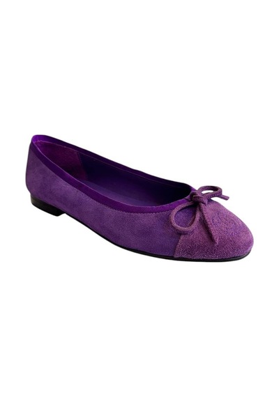 Tufan Shoes Mor Hakiki Süet Deri Lila Burun Babet Mor