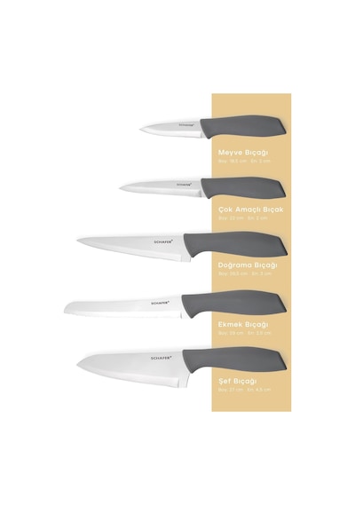 Schafer Quick Chef Bıçak Seti 5 Parça-gri Çok Renkli