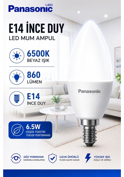 E14 Mum Ampul 6.5w 6500k Beyaz Işık 50w Güçlü Aydınlık Tasarruflu Led