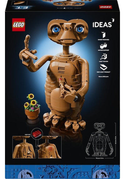 LEGO® Ideas E.T. the Extra-Terrestrial 21370 - Yetişkinler için Işıklı Yapım Parçası İçeren Model Yapım Seti (1226 Parça)