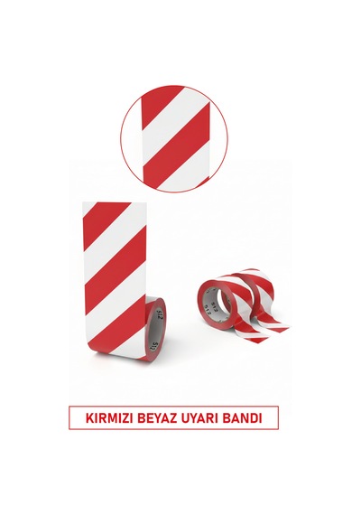 Etr 5112 Yapışkanlı Zemin İşaretleme Bandı Kırmızı Beyaz Güvenlik Bandı