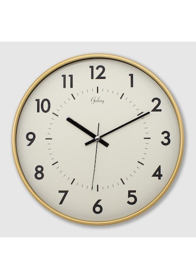 Galaxy 221-g Serisi Eskitme Metal Görünümlü Sessiz Akar Modern Duvar Saati 30 Cm Gold - Beyaz