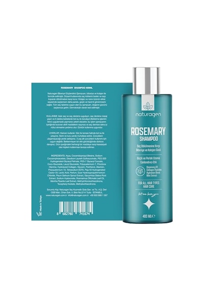 Naturagen Rosemary Dökülme Karşıtı Şampuan 400 Ml Hızlı Uzamaya Yardımcı Biberiye Yağı + Kolajen Peptitleri