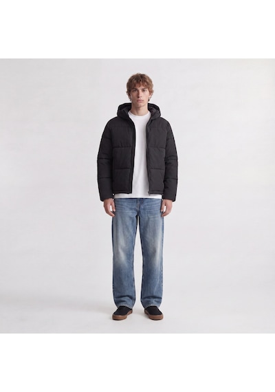 Jack & Jones Erkek Ayarlanabilir Bagcikli Kapüsonlu Puffer Ceket - Galaxy - 12303930 Siyah