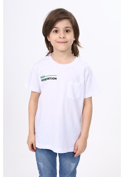 Toontoy Kids Toontoy Erkek Çocuk Cep Baskılı Tişört Beyaz