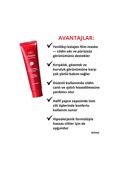 Medipeel Collagen Glow Wrapping Mask 100 Ml Cilde Işıltı Kazandıran, Spiküller Ve Pdrn İçeren Film Maskesi