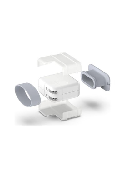 Macbook Şarj Aleti Kılıfı Pvc Sert Kapak + Kablo Düzenleyici 29w A1540, 30w A1882, 35w A2571 Usb-c Uyumlu Adaptör Koruyucu Gri