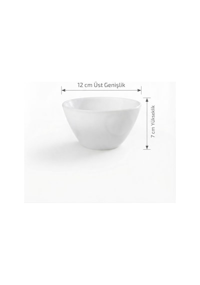 Zelie Opal Temerli Cam Beyaz Kase 12 Cm 6'lı Set - Çorba Ve Tatlı Kasesi