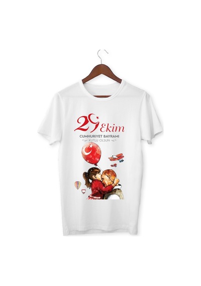 Alpşan Ticaret 29 Ekim Çocuk Tişörtleri Unisex Beyaz T-shirt Beyaz