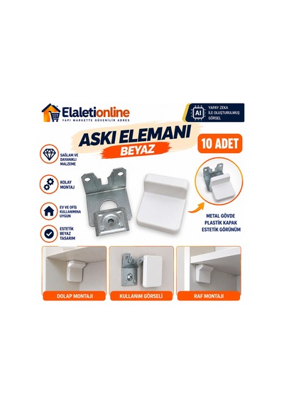 Dolap Askı Elemanı Beyaz 10 Adet Beyaz - 925253701 Beyaz