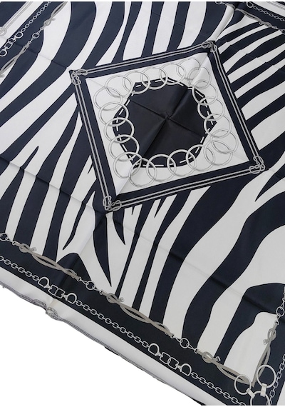 Mim Eşarp Vesi Eşarp Zincir Desenli Sport Twill Eşarp 120x120 Cm Siyah - Beyaz - Gri