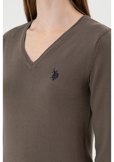 U.S. Polo Assn. Kadın Vizon V Yaka Basic Kazak 50313590-VR052