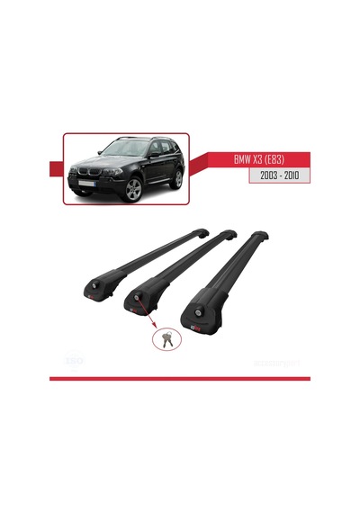 Bmw X3 E83 2003-2010 Arası İle Uyumlu Ace-1 Ara Atkı Tavan Barı Siyah 3 Adet Bar