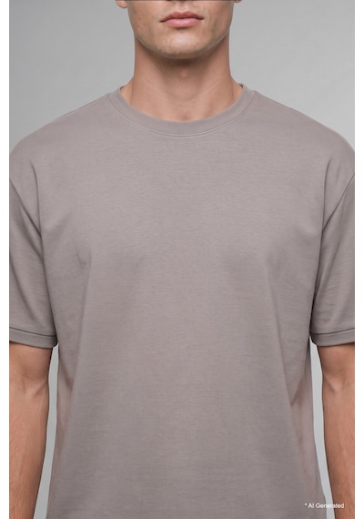Defacto Kırışmaz Oversize Bisiklet Yaka Basic Kısa Kollu Tişört B6494ax26augr168 Gri-gr168