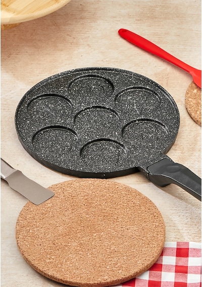 Polochef Granit Döküm Emoji Pankek Tava 26 Cm Siyah