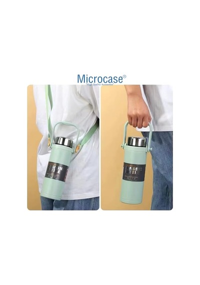 Paslanmaz Çelik 800ml Omuz Askılı El Tutacaklı Süzgeçli Termos Mug - Al5025 Siyah Diğer