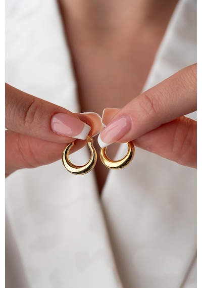 925 Ayar Gümüş Gold Rengi 15 Mm Halka Şarnel Küpe Gold