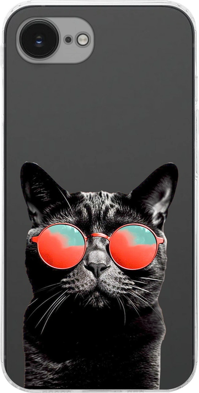 Apple Uyumlu iPhone 16e İle Kedi 3 Baskılı Kamera Korumalı Şeffaf Kılıf