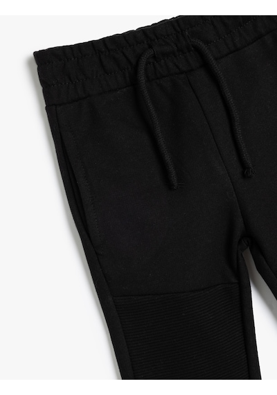 Koton Jogger Eşofman Altı Beli Bağlamalı Pamuklu Siyah 5wmb40031tk Siyah