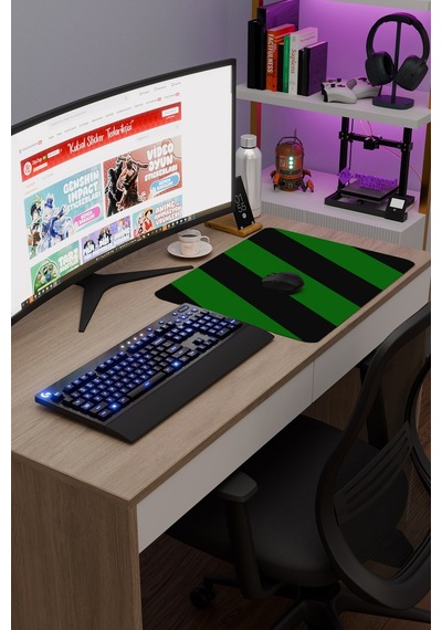 Yeşil Siyah 48x40 Xl Taraftar Gaming Oyuncu Mouse Pad Kaymaz Taban Büyük Klavye Fare Altlığı Şerit