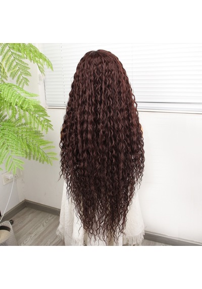 Afro Dalga Kahve Fiber Sentetik Tül Peruk - Zmff-582346 Renkli