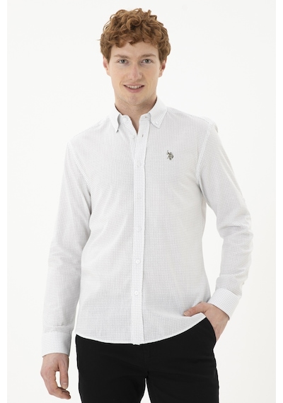 U.S. Polo Assn. Erkek Baskılı Beyaz Gömlek 50288673-VR013