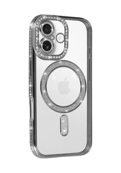 Newface Apple İphone 17 Joke Simli Magneticsafe Kılıf - Gümüş
