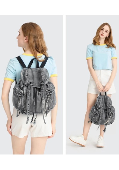 Denim Kot Kumaşı Kadın Sırt Çantası Barcelona 3217 001