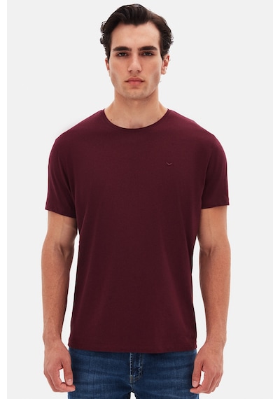 D's Damat Ds Damat Regular Fit Mürdüm Düz Nakışlı %100 Pamuk T-shirt 4hc140632006m MÜRDÜM